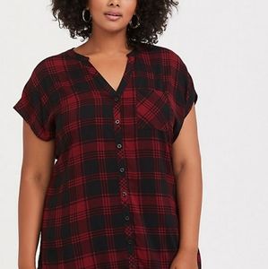 Dark red plaid tank